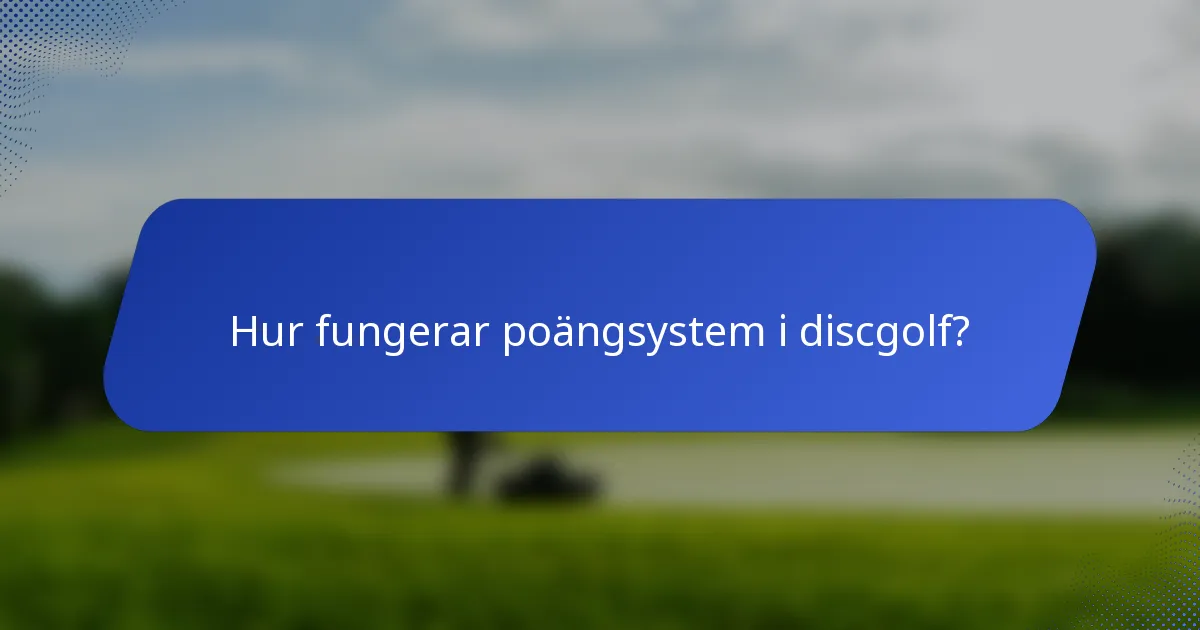 Hur fungerar poängsystem i discgolf?