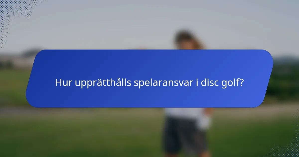 Hur upprätthålls spelaransvar i disc golf?