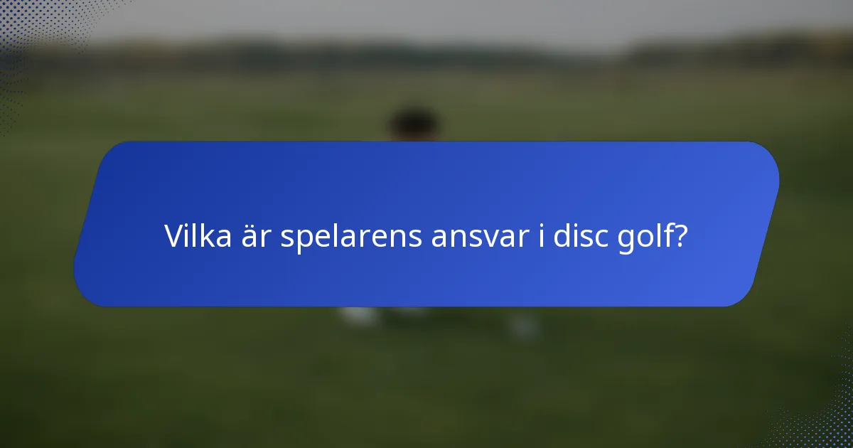 Vilka är spelarens ansvar i disc golf?