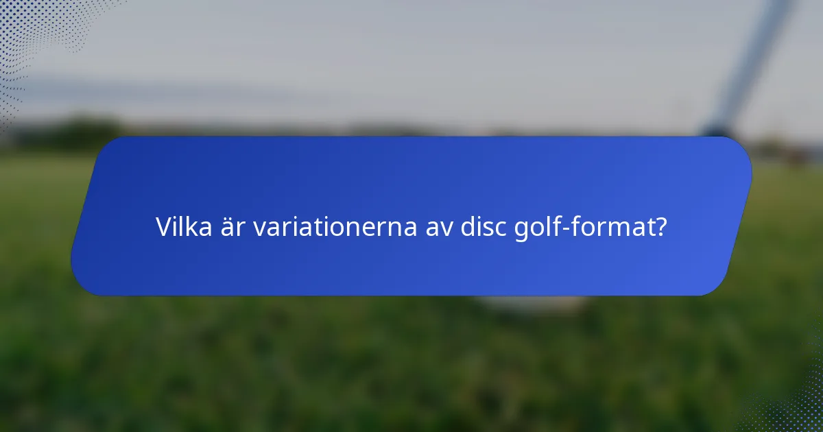 Vilka är variationerna av disc golf-format?